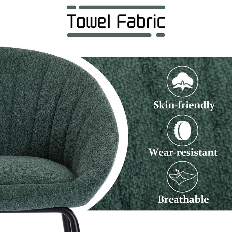 Upholstered Counter Stool with Metal Frame, Green