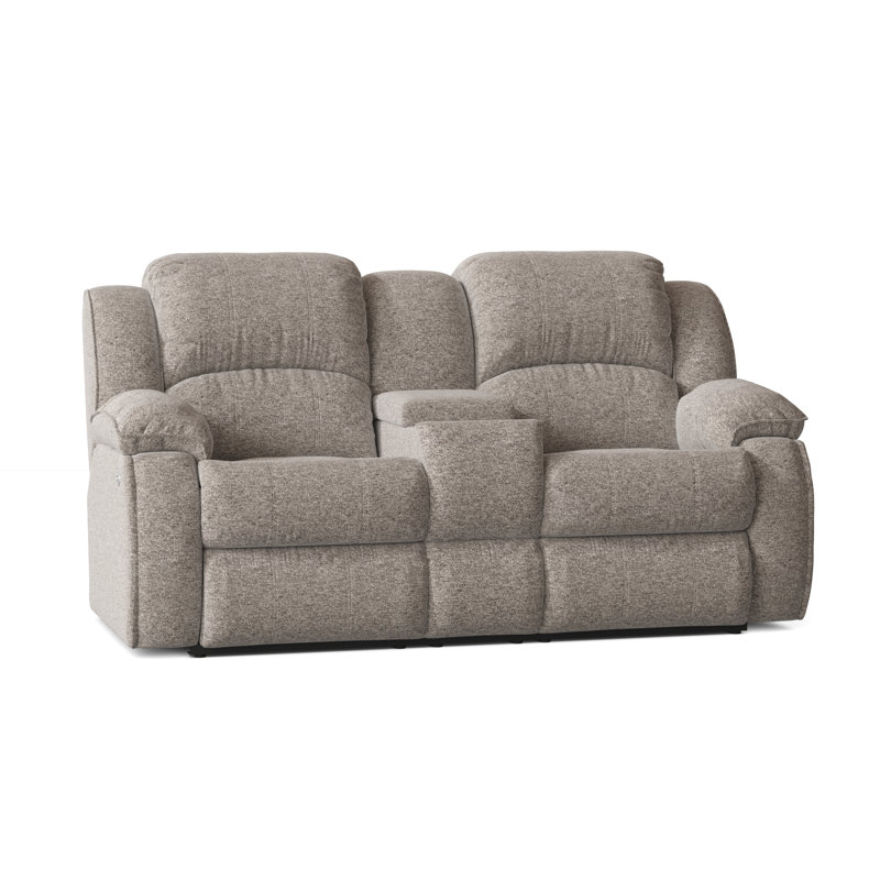 Cagney Upholstered 78'' Power Reclining Loveseat, Halifax Dove Polyester