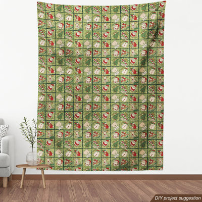 fab_37105_Ambesonne Christmas Fabric By The Yard, Cartoon Santa Claus Trees Teddy Bears Candies Sketchy Design Print, Decorative Fabric For Upholstery -  East Urban Home, 08FA78395BBF42D584E0E04436FDF83E