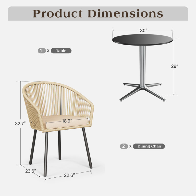Metal Patio Dining Set With Rectangular Table, 2