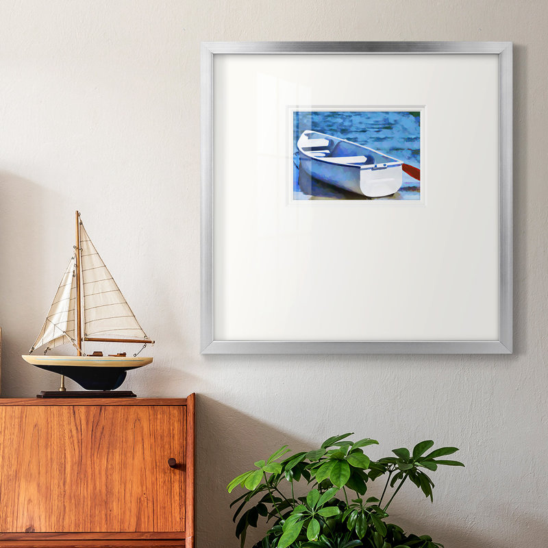 Impression encadrée colorée en barque, H 17 po x l 17 po x P 1,25 po, Papier encadré brun