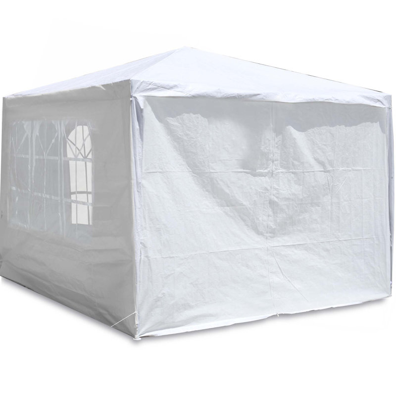 Auvent de mariage 10 pi x 10 pi pour tente de réception d'extérieur robuste + 4 murs amovibles, Blanc