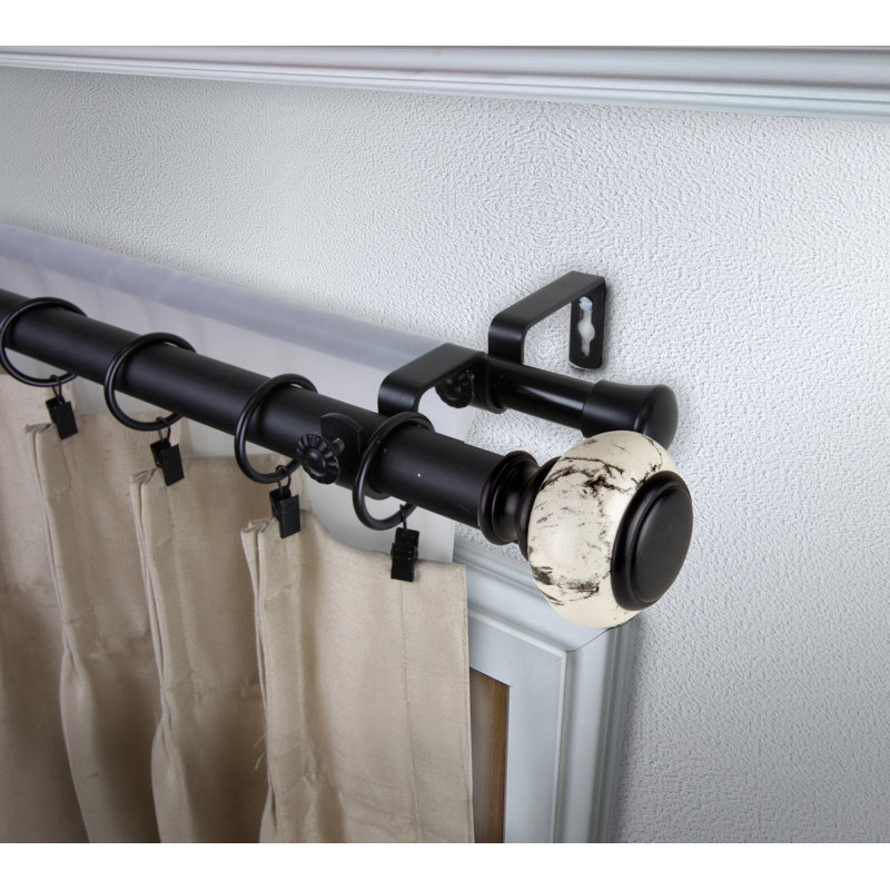 Tringle à rideaux double Nisswa, H 2,75 po x l 48 po x P 6,75 po, Noir