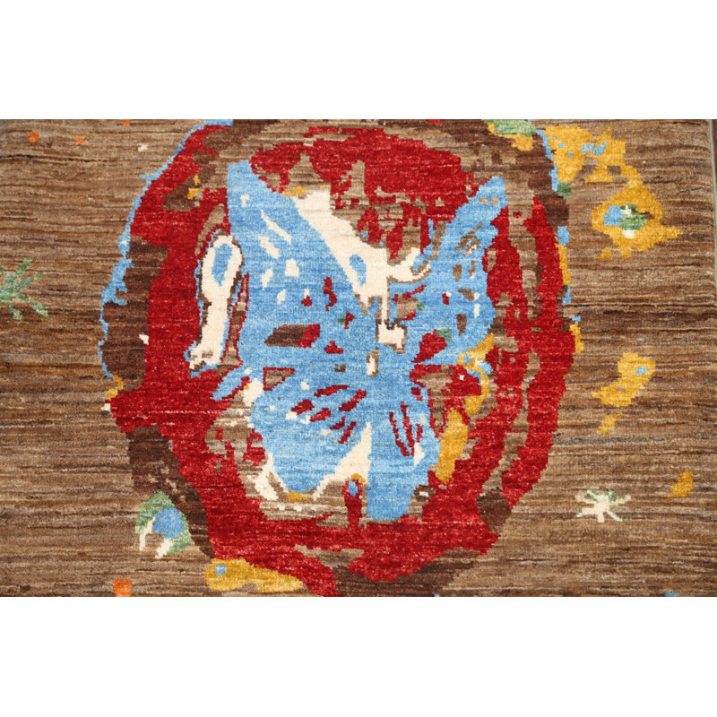 Modern Abstract Wool Rug 3x4