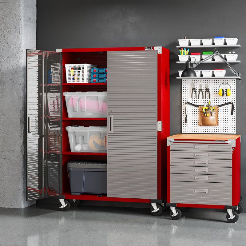 Seville Classics UltraHD 6-Drawer Rolling Cabinet, Red