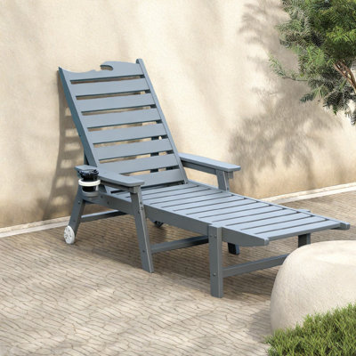Fauteuils de patio réglables en PEHD gris pour la piscine et la cour