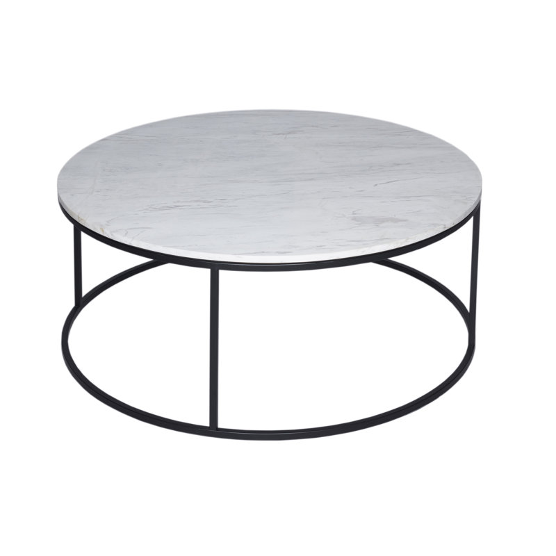 Licata Sled Coffee Table, 39.6 cm H x 100 cm W x 100 cm D, White / Brass
