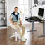 Tabouret pivotant à hauteur réglable avec dossier, 5 roulettes universelles, tabouret de travail roulant ergonomique avec structure en fer, fauteuil roulant pour bureau, studio ou chambre, beige-800632790