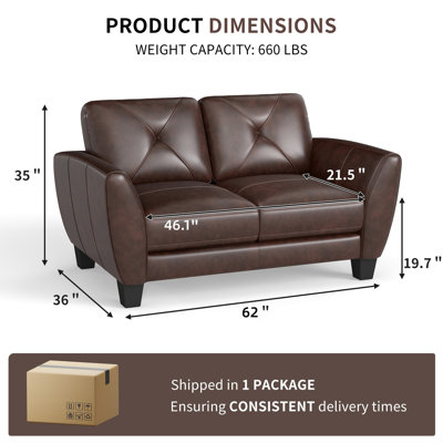 Wayna Classic Luxury Upholstered Top Genuine Leather Sofa with Solid Wood Frame