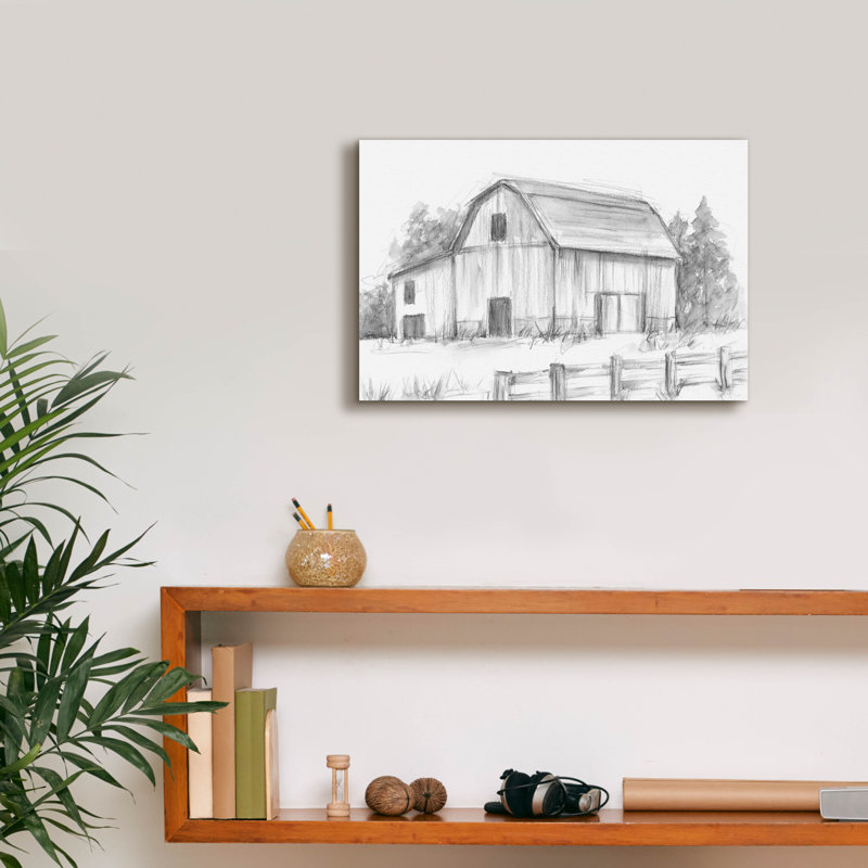«Black and White Barn Study 2» par Ethan Harper, art mural sur toile, H 12 po x l 18 po