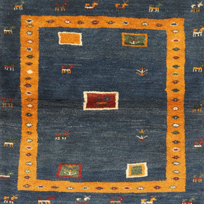 Tapis contemporain bleu / jaune