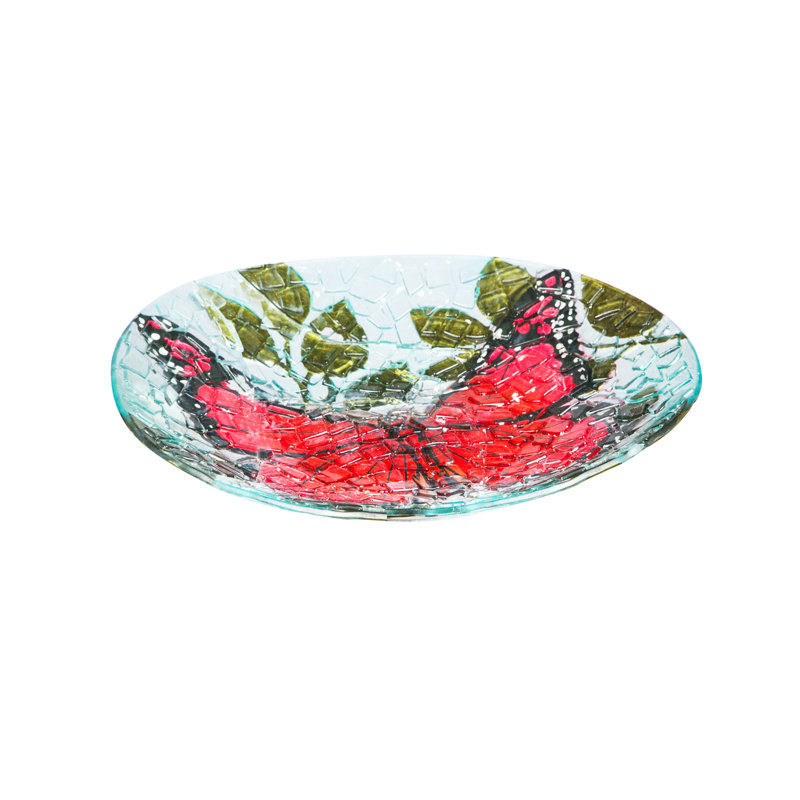 Glass Single Tier Birdbath