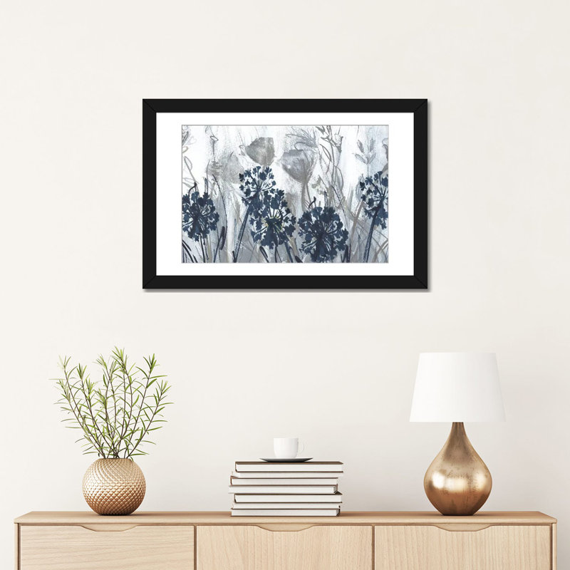 «Indigo Field» par Susan Jill - estampe numérique sur toile tendue, H 16 po x l 24 po, Impression encadrée avec passe-partout
