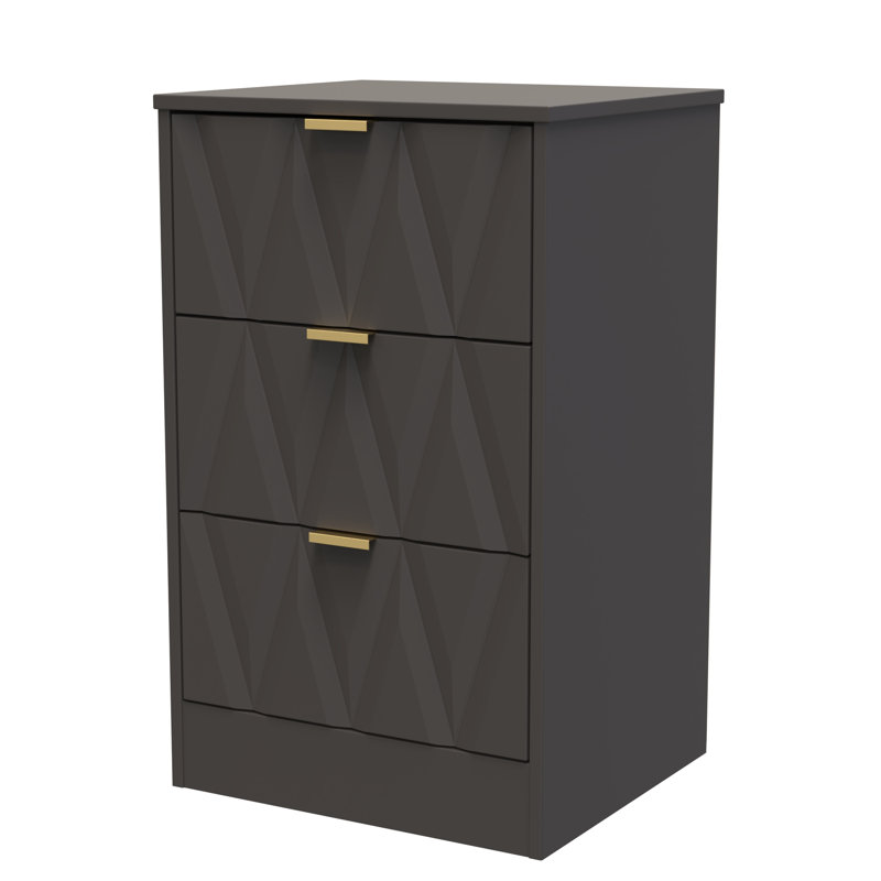 Las Vegas 45cm W Manufactured Wood Bedside Table, Graphite Black