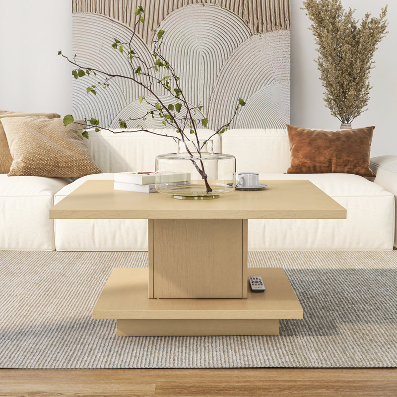 Stallard Manufactured Wood Coffee Table with Storage, Tan, 15.75" H x 31" W x 31"