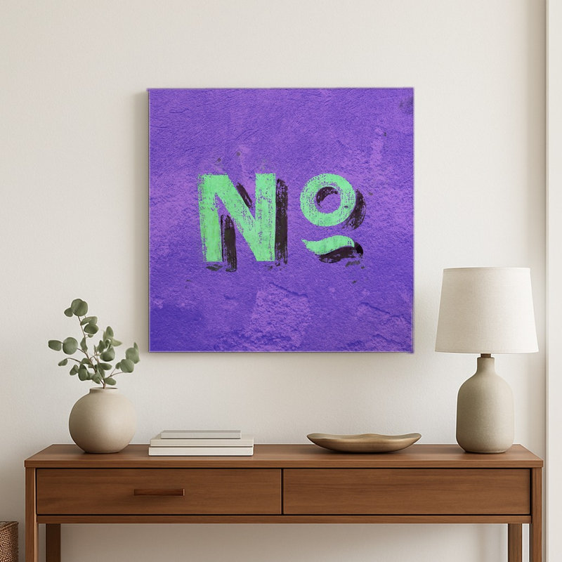 Non (Symbole numérique) — Décoration murale carrée en métal, H 16 po x l 16 po