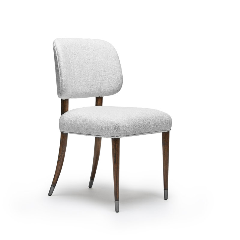 Serafina Upholstered Dining Chair, Brushed Nickel/Walnut
