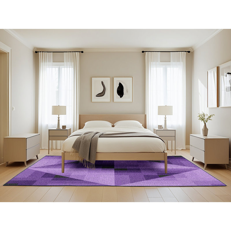 Tapis mauve à motifs/bleu marine Holte, Rectangle 5 pi x 8 pi