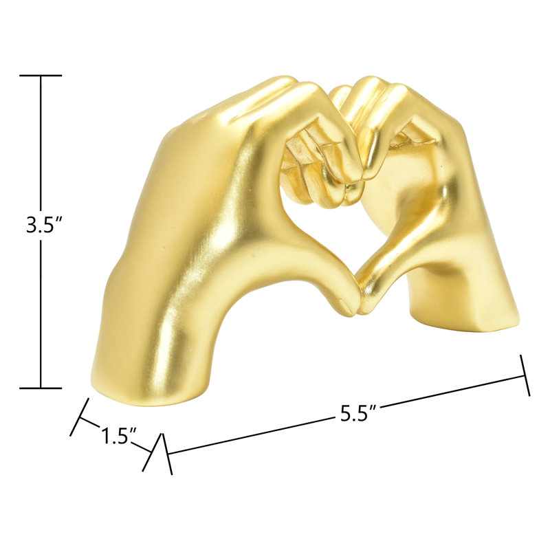 Adam & Friends Home Decor Heart Sign Hands Sculpture | 1-Piece, Gold