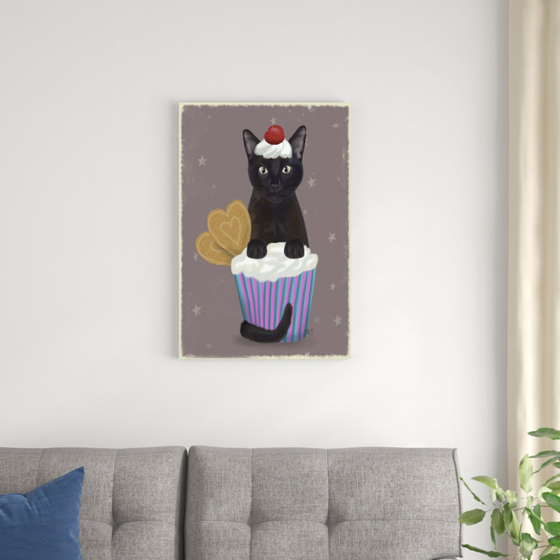 Petit chat noir, H 30 po x l 20 po x P 1,25 po