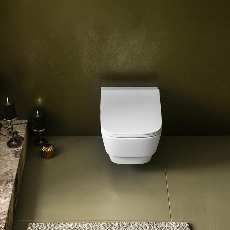 Charm BE214+TS727 Wall Mount Toilet, Glossy White