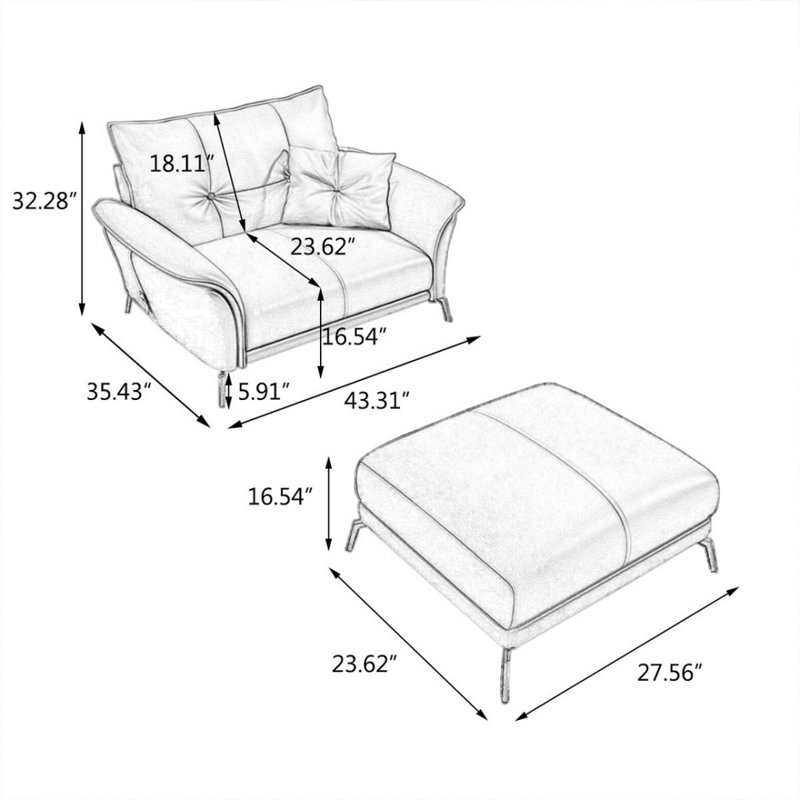 Chaise avec accoudoirs avec coussin vert en cuir véritable avec repose-pieds, Vert
