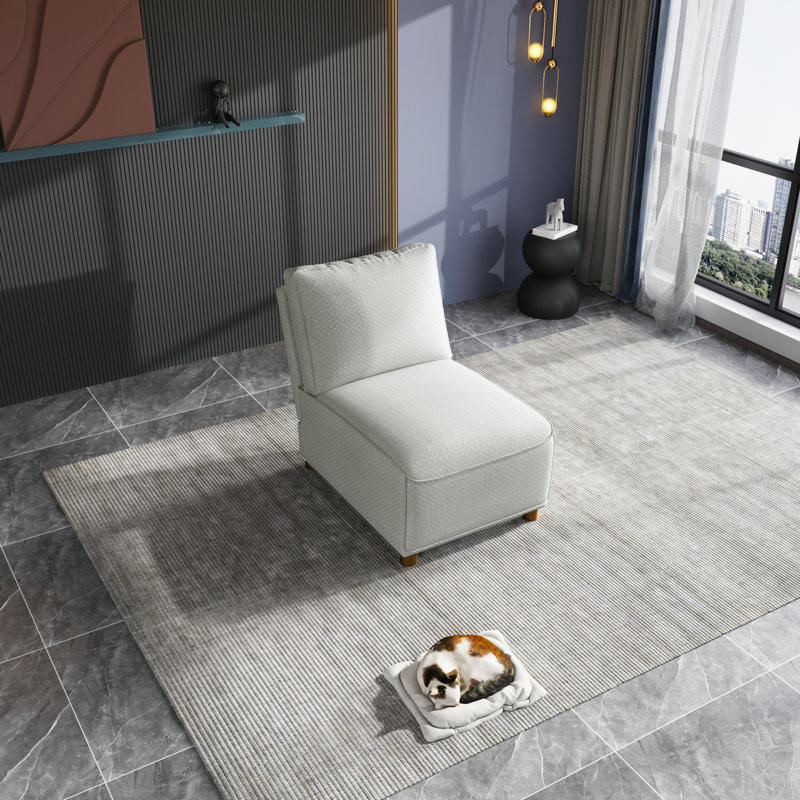 Bussard Upholstered Accent Chair, Light Gray Linen Blend
