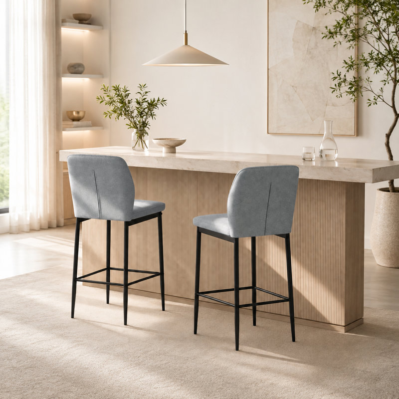 Upholstered Bar Stool with Steel Frame