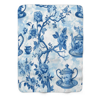 Chinoiserie Tea Set - 1 Piece Premium Sherpa Blanket