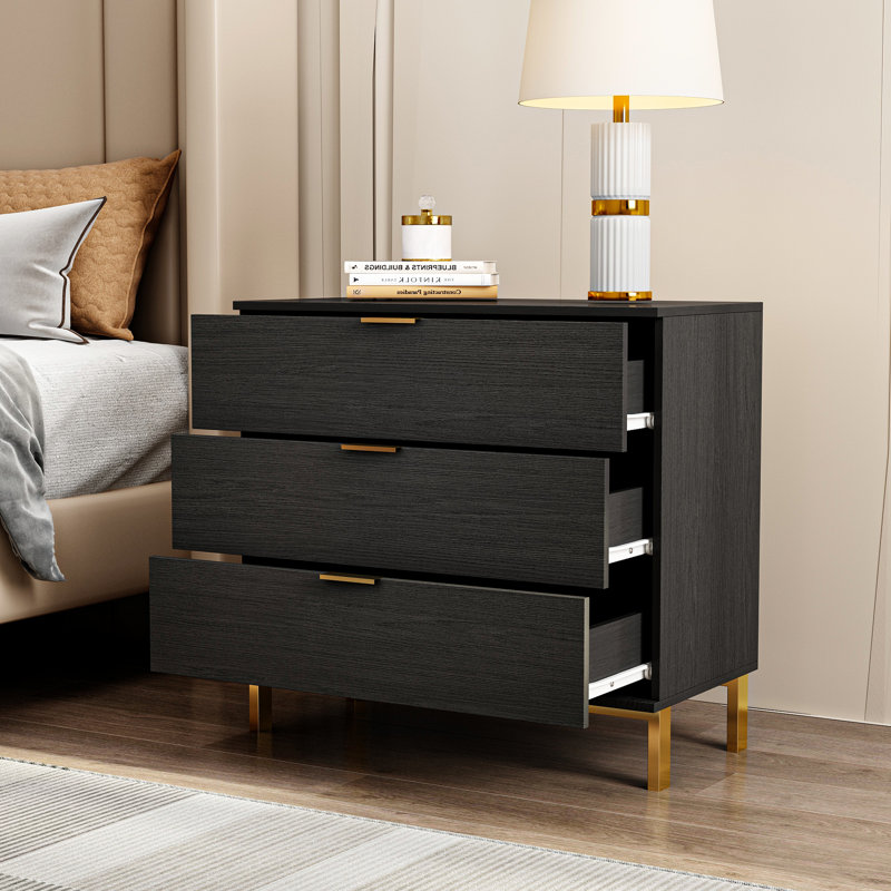 Table de chevet 29,7 po avec 3 tiroirs (ensemble de 2)