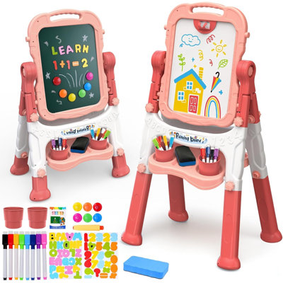 Easel for Kids, Toddler Easel,Red&Pink