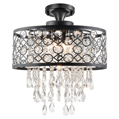Jolie 5 - Light 17.3" Dimmable Crystal Accent Drum Pendant