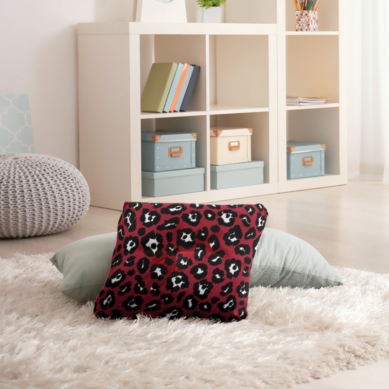 Housse et insert de coussin carré touffeté, Rouge / noir / blanc, H 26 po x l 26 po x P 3 po