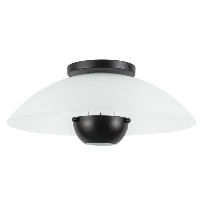 Umbra 14-in Black Semi-Flush Mount, Matte Black, Steel and Glass
