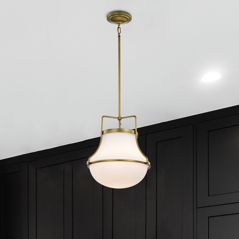 Luminaire suspendu 1 lumière Bashaw, Laiton naturel, H 53,88 po x l 14 po x P 14 po
