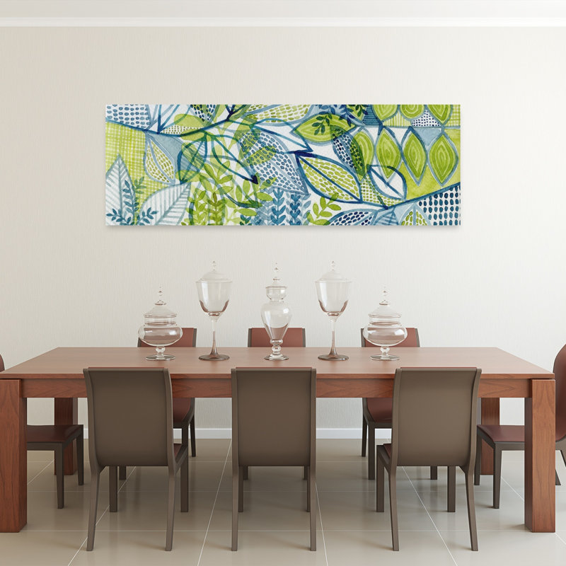 «Serene Botanical Leaves», paysage abstrait, art mural, H 20 po x l 60 po