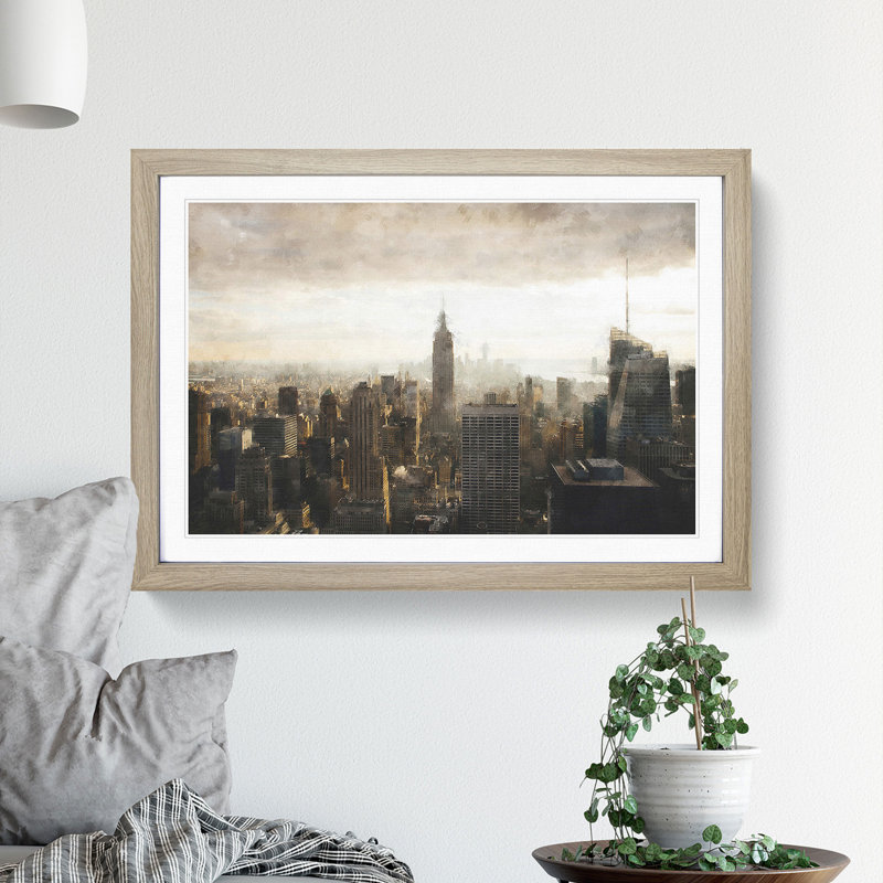 New York Skyline Vol.5 - Picture Frame Graphic Art, 27cm H x 36cm W x 2cm D, Oak Framed