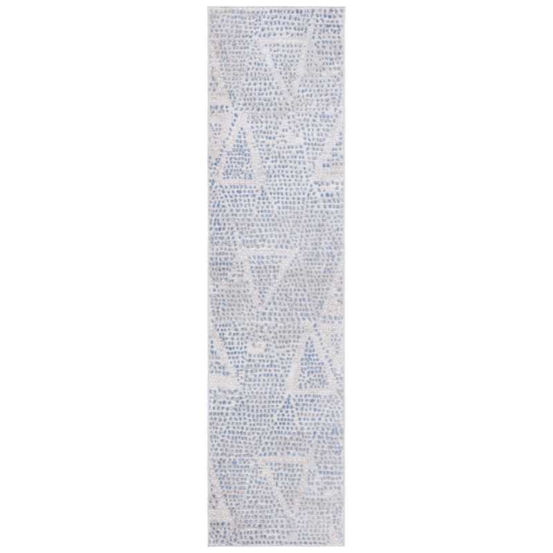 Palma Marlyne Hand-Knotted Blue Geometric 9' x 12' Area Rug