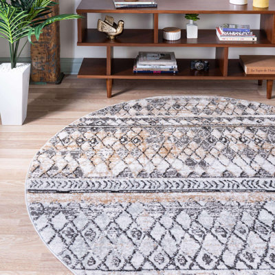 Tapis géométrique beige / bleu