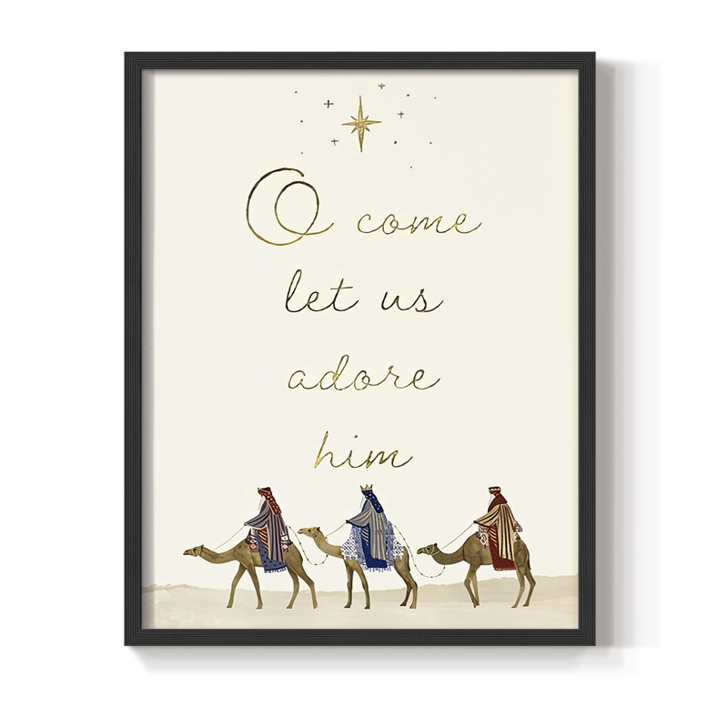 «Away in a Manger Collection B», reproduction encadrée - bois massif, H 15 po x l 12 po, Noir, noir, noir, noir
