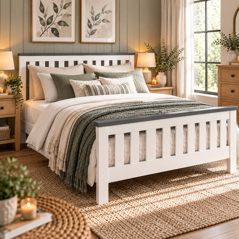 Solid Pine wood Shanghai Marcus Bed Frame, Double (4'6)