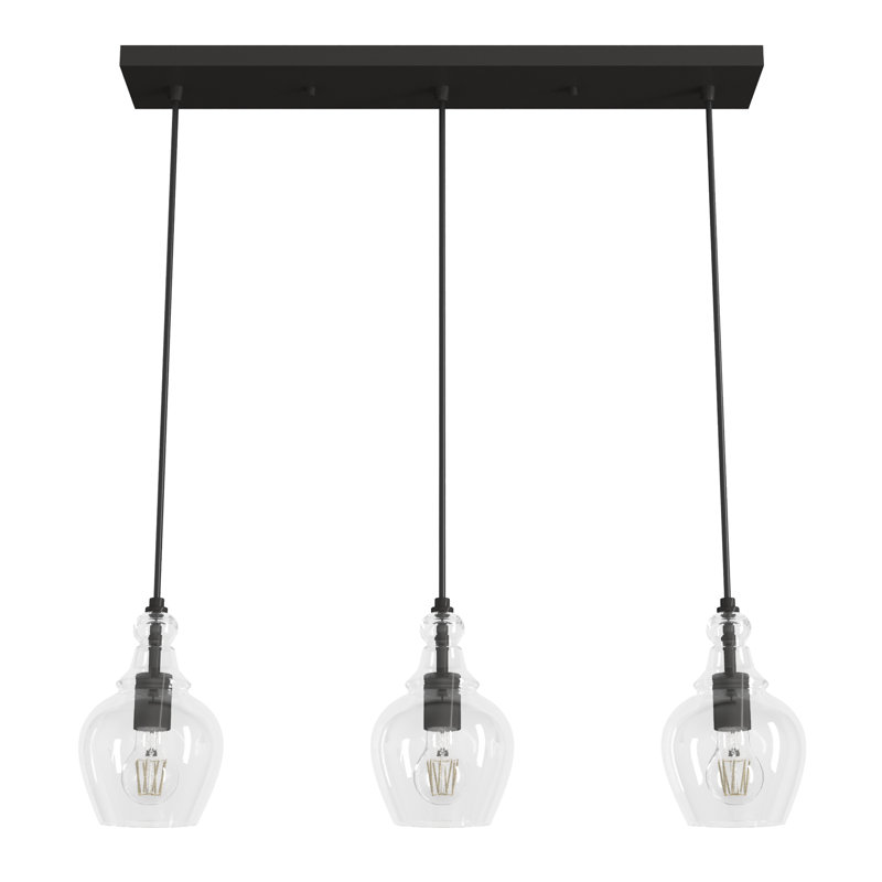 Maple Park 30" Noble Bronze Glass Linear Pendant Light