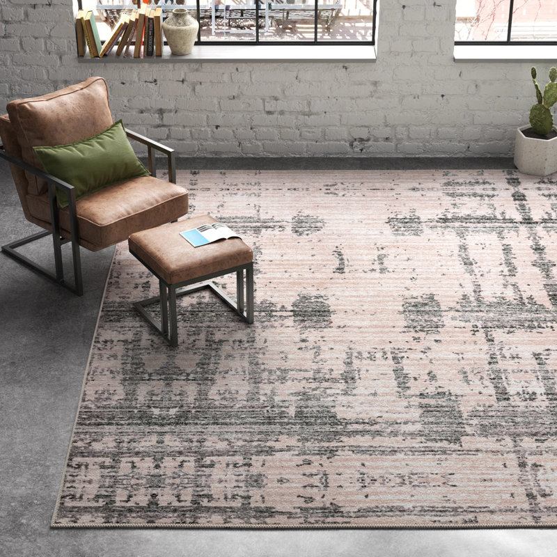 Sewell Abstract Machine Washable Runner Rug for Living Room Bedroom Dining Room Entryway Hallway Kitchen, Grey/Beige