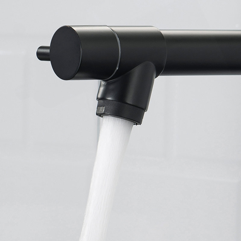 Commercial Black Kitchen Faucet With Pull Down Sprayer, Single Handle Single Lever Kitchen Sink Faucet, Black