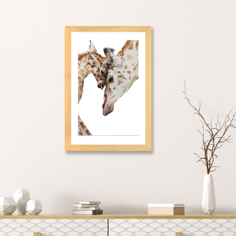 Girafe, H 24 po x l 16 po x P 1 po, Papier encadré naturel