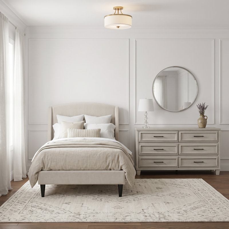Jolande Contemporary 2 Pieces Bedroom Set, Twin, 2 Pcs: Bed, Dresser
