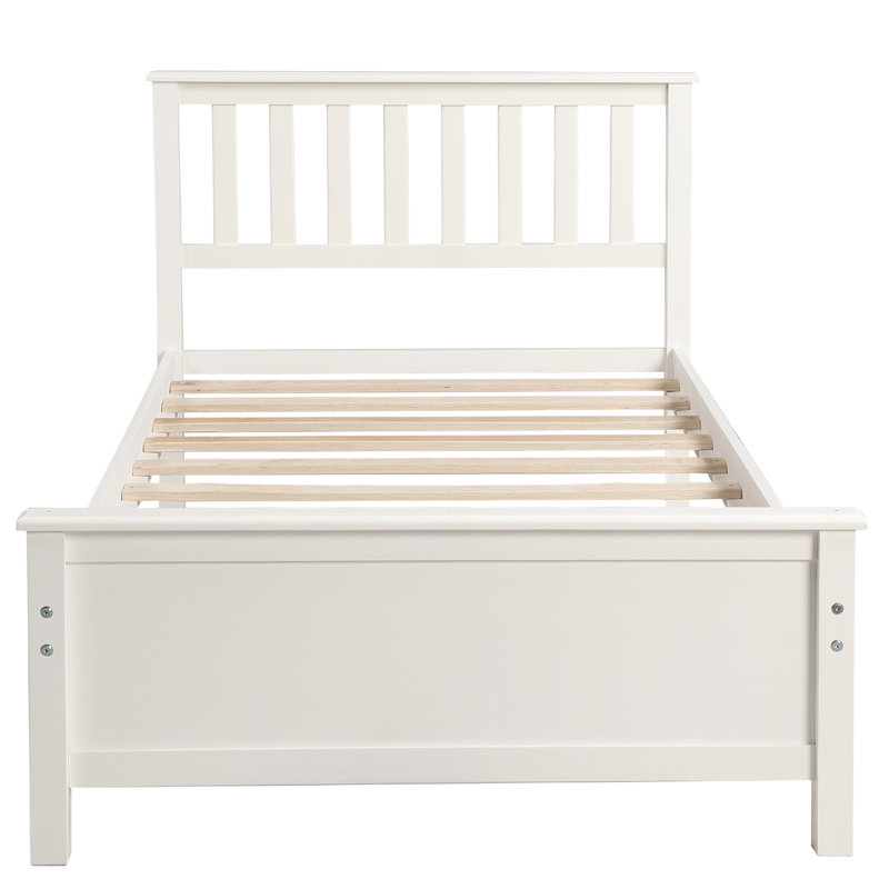 Solid Wood Slat Bed, White