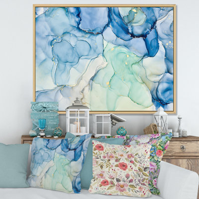 «Blue Luxury Abstract Fluid Art XXV», reproduction sur toile