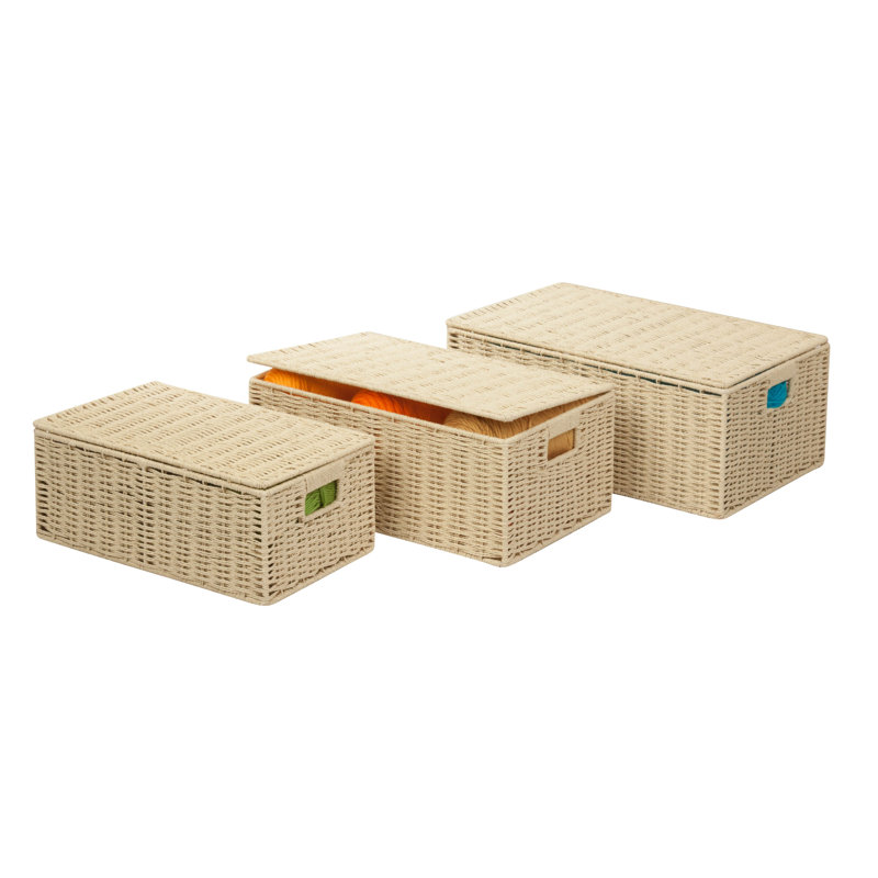 Ensemble de paniers 3 pièces en osier, Naturel