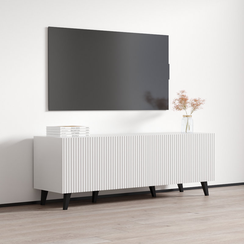 Meuble télé 3D blanc 59,3 po Pafos, Blanc